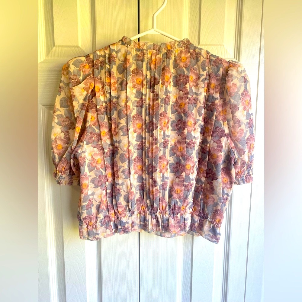 New Aritzia Wilfred Mansfield Ruffle Blouse Floral - Picture 3 of 8
